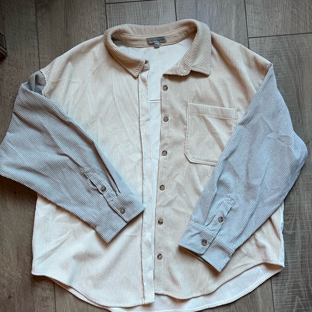 Three-Tone Corduroy Button-Up Shirt